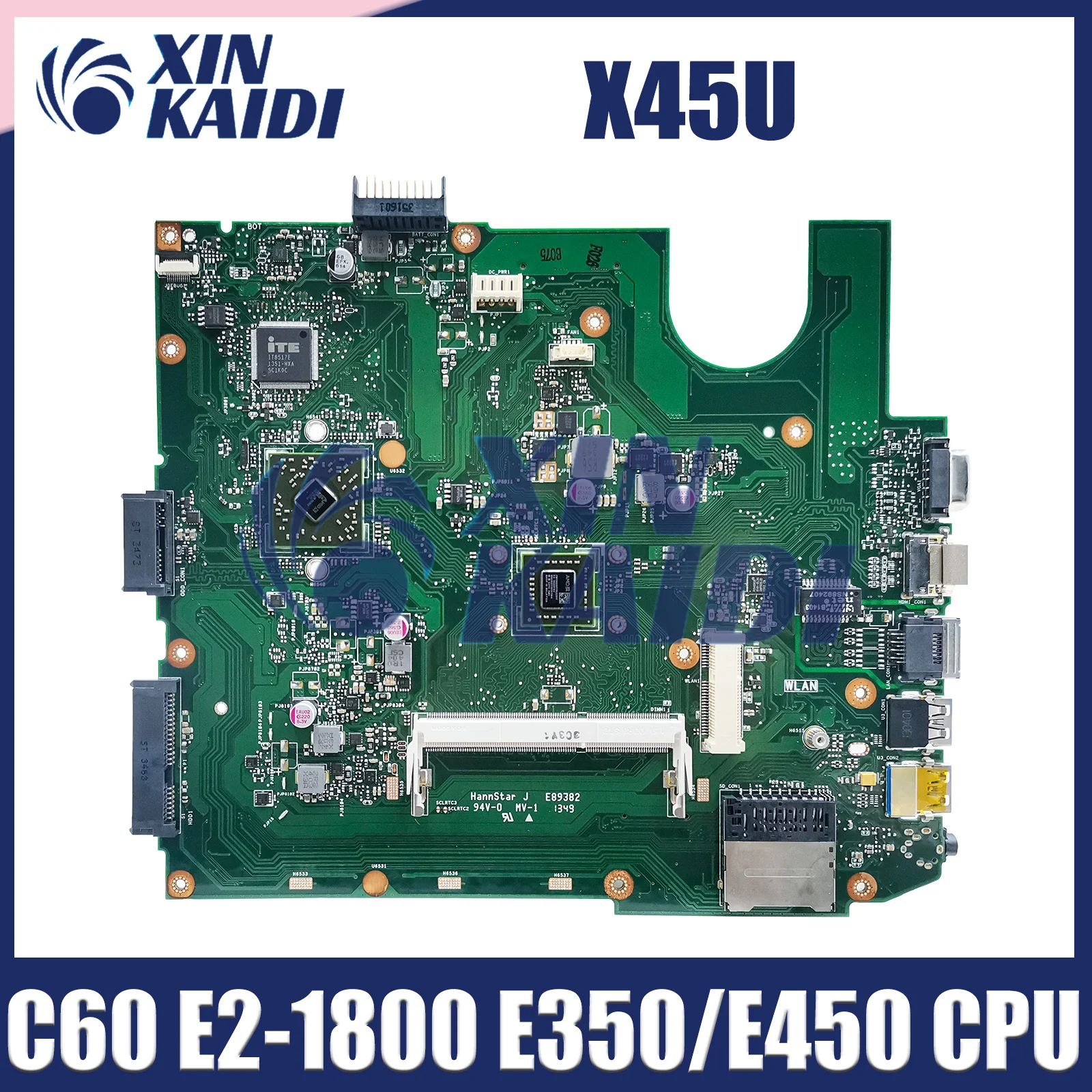 

Computer Mainboard for ASUS K45U A45U X45U Laptop Motherboard CPU C60 E2-1800 E350 E450 Systemboard 100% Working Well