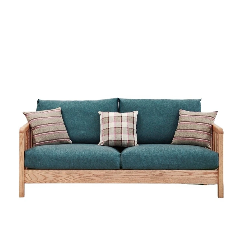 

Black walnut sofa, oak Nordic solid wood living room, modern new Chinese log mortise and tenon