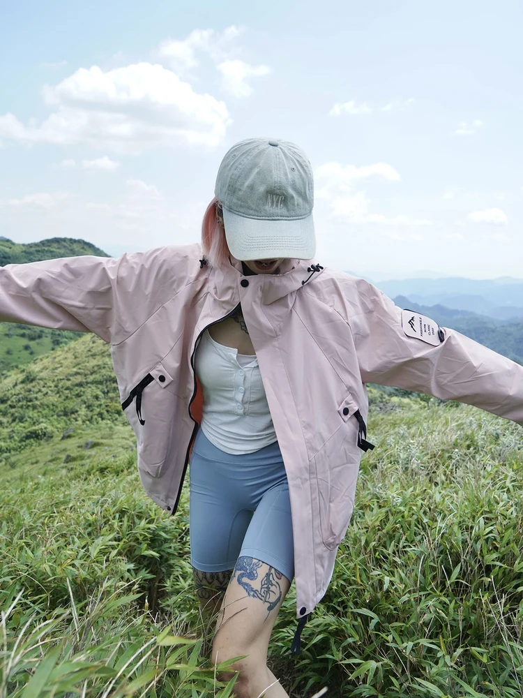 Outdoor Windproof Hiking Jacket Hat Integrated Three-in-One Mountain Series Autumn Winter Thickened Polyester Fiber Coat