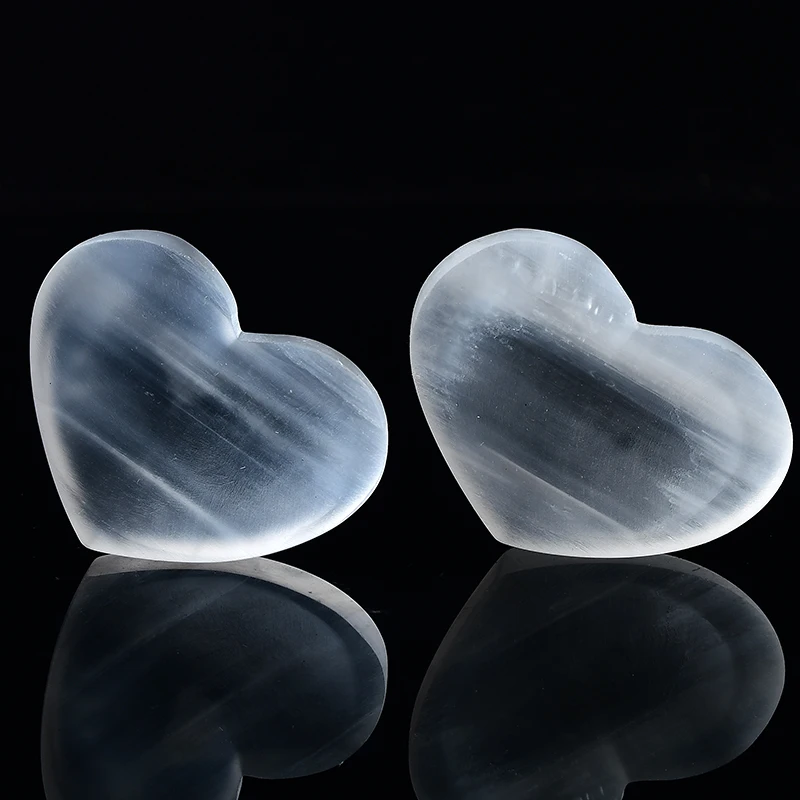 Natural Polished White Selenite Bowl Crystal Heart Shaped Yoga Stones Healing Meditation Container Candlestick Reiki Decor Gifts