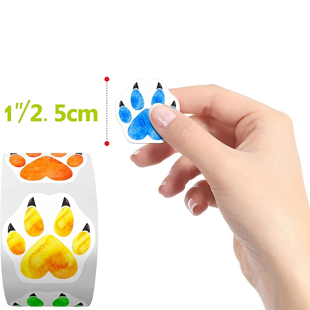 50-500Pcs Colorful Paw Print Sticker Dog Cat Bear Paw Labels Stickers School Teacher Rewards Students With Stationery Sticker