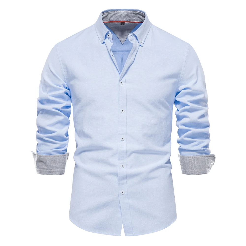 AIOPESON 2023 Neue Herbst Baumwolle männer Oxford Hemd Langarm Taste Unten Social Business Casual Shirts für Männer