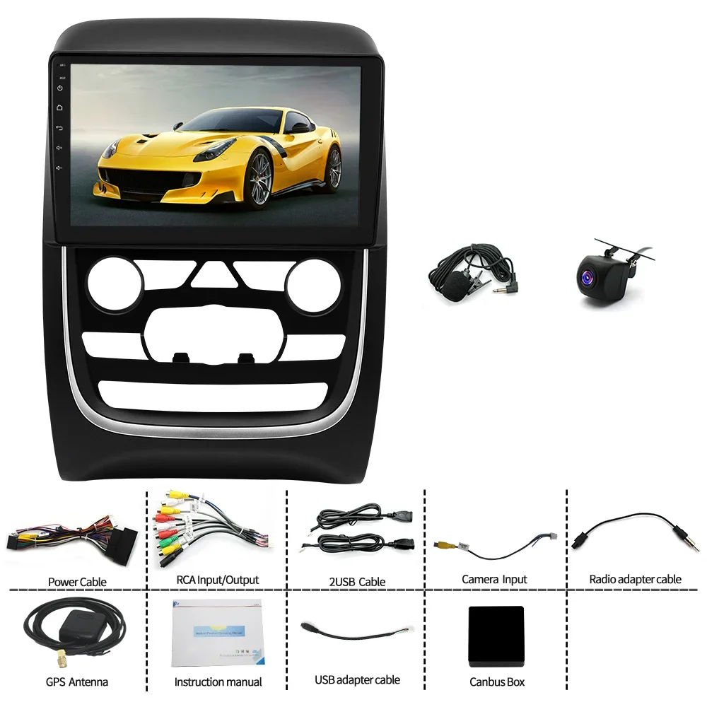 Autoradio Android 13 9 pouces, 4 + 64 go, pour Durango 2014 – 2020, CarPlay sans fil intégré, autoradio Android Auto, avec GPS, WiFi, Bluetooth