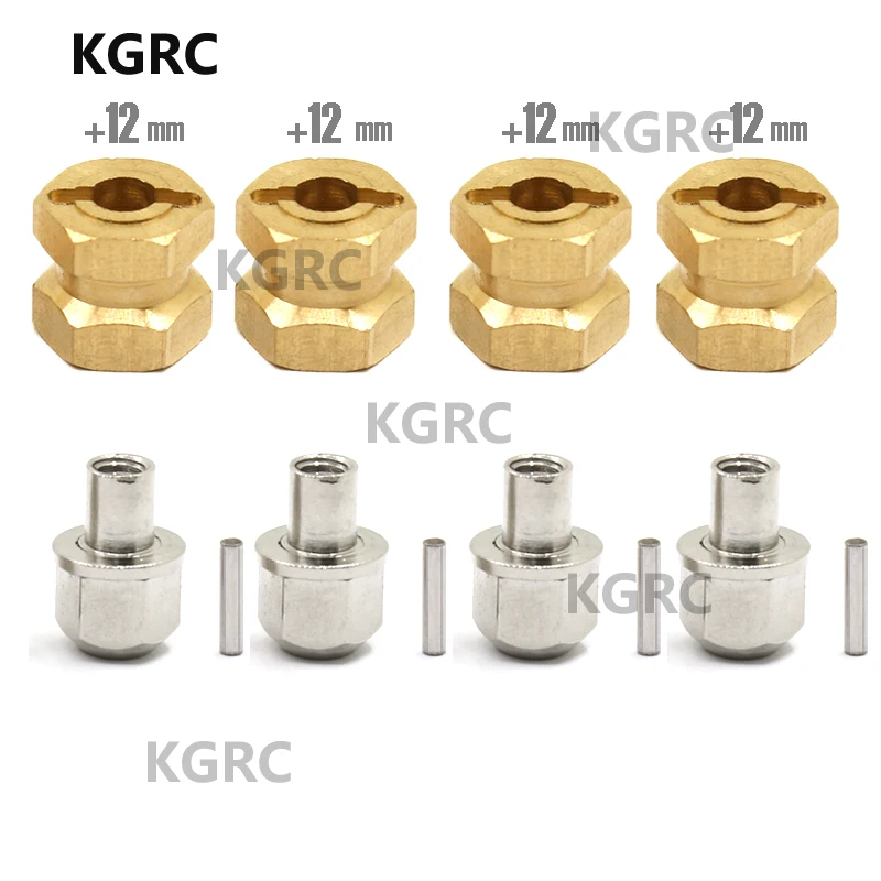 4pcs +12mm 15mm 17mm Brass Hex Wheel Widener Adapter Set for 1/10 RC Crawler Axial SCX10 Wraith RR10 Tundra Tamiya E747