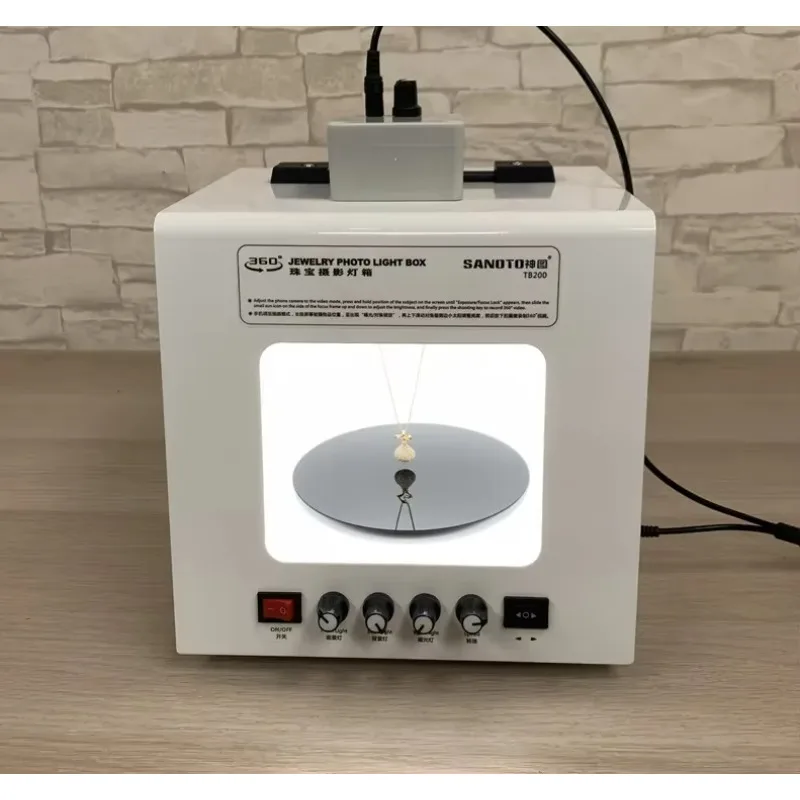 

Jewelry photography box, photography studio light box, built-in rotating wheel box with necklace bracket, jewelry display box.