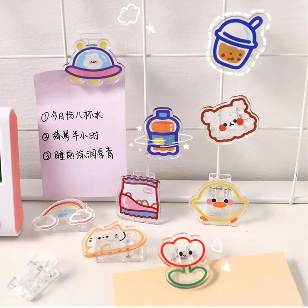 Clips Acryl Bindmiddel Clip School Briefpapier Brief Clip Cartoon Bindmiddel Clips Transparante Clip Snacks Afdichting Clip Paperclip