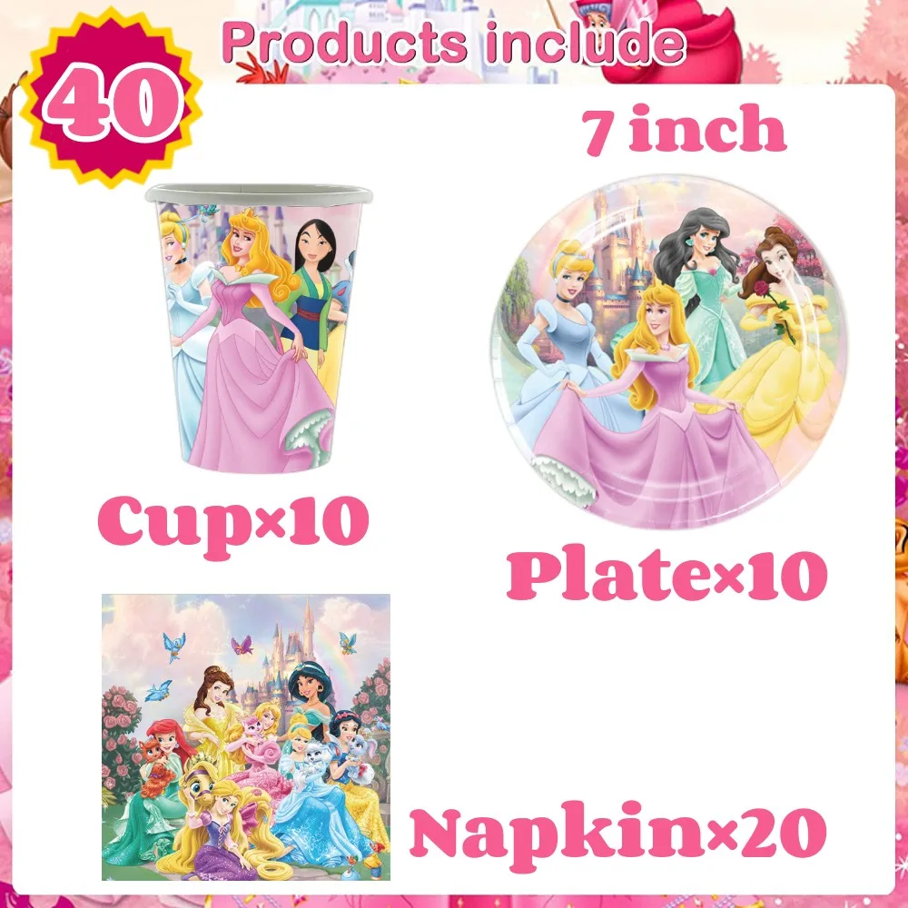 Disney Princess Theme Kids Birthday Decoration Snow White Cup Plate Napkin Baby Shower Balloons Girl Birthday Party Supplies Set