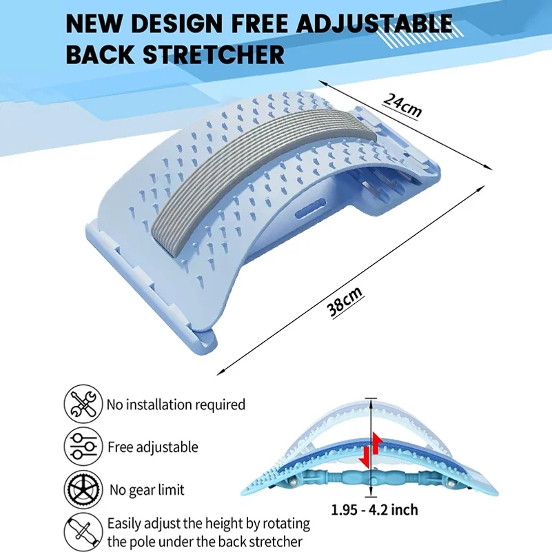 Back Stretcher Multi-Level Adjustable Massager Waist Neck Fitness Lumbar Cervical Spine Cervical Spine Support Massager Lying