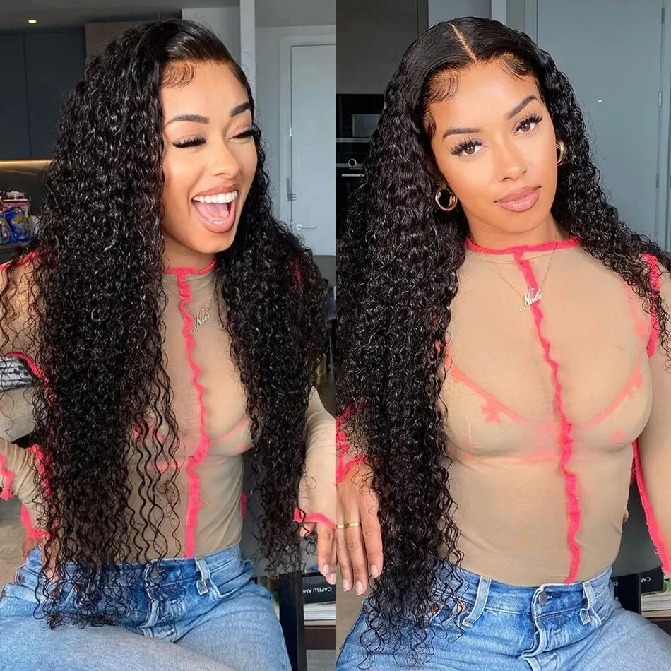 Water Wave 13x6 Hd Lace Frontal Wigs Brazilian Hair For Women Natural Black Human Hair 13x4 Deep Curly Wave Lace Frontal Wig