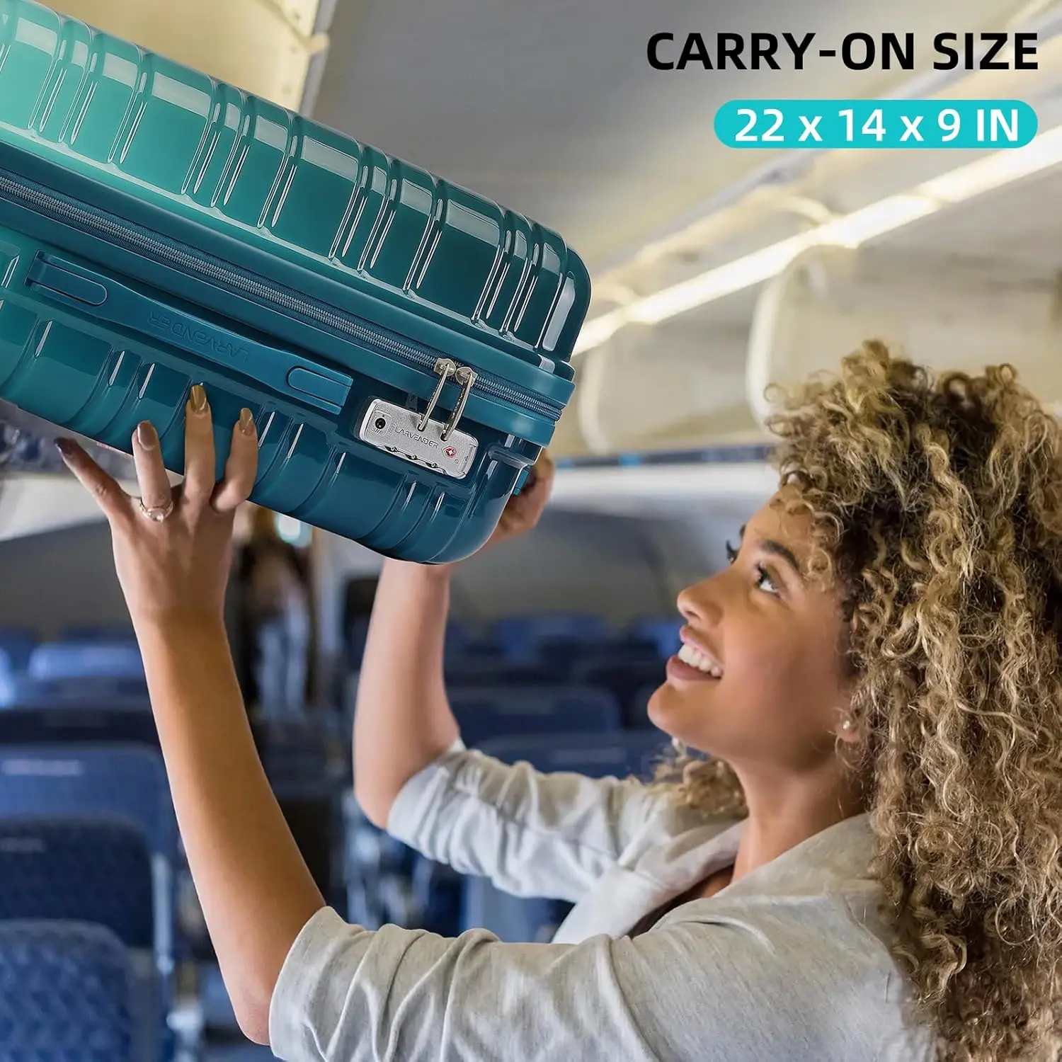 Larvender Bagage Sets 3 Stuk, 20 Inch Handbagage 22X14X9 Luchtvaartmaatschappij Goedgekeurd Hardside Pc + Abs Koffer Set Met Spinner