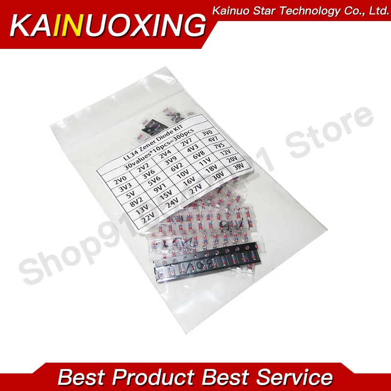 300PCS 30Values*10pcs 1/2W 2V-39V LL34 SMD Zener Diode Package Assorted Kit New