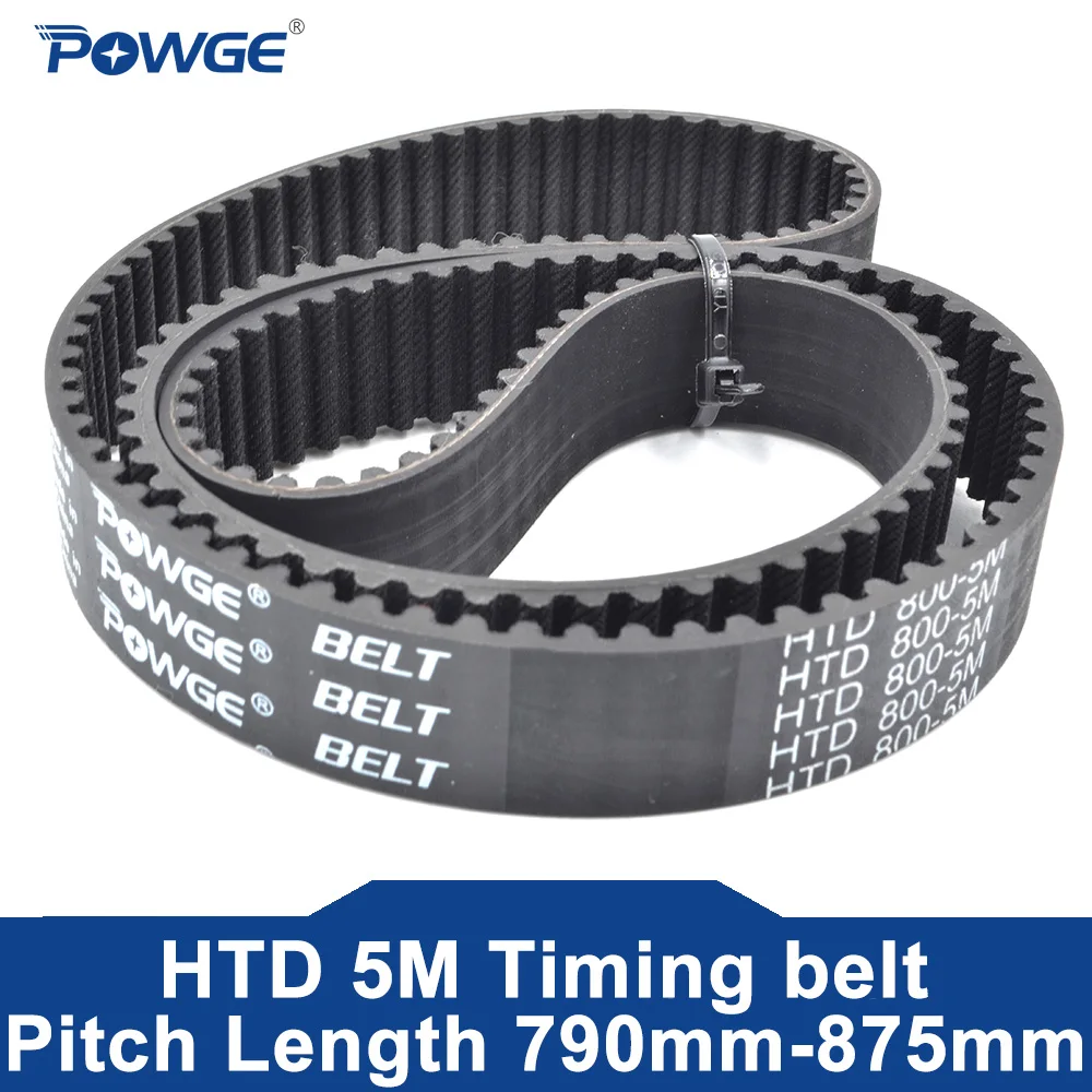 POWGE HTD 5M Timing belt Lp=790 795 800 805 810 815 820 825 830 835 840 845 850 855 860 865 870 875 Width 10-40mm HTD5M Rubber