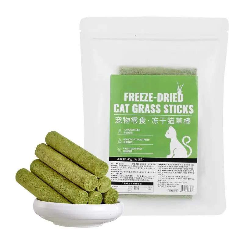 Cat Grass Sticks 8 Sticks Teeth Cleaning Treats Freeze-Dried Cat Snack Time Treats Flavored Teeth Cleaning Treats For Keeping