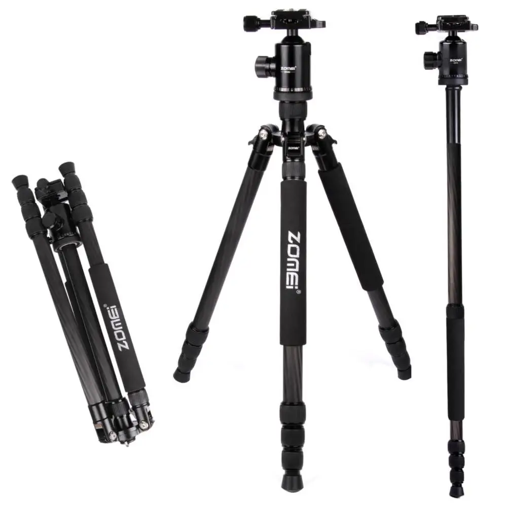 

Z888C Professional Travel Tripod Carbon Fiber Camera Monopod Stand & Ball Head With Bag For Camera 5 Color Available