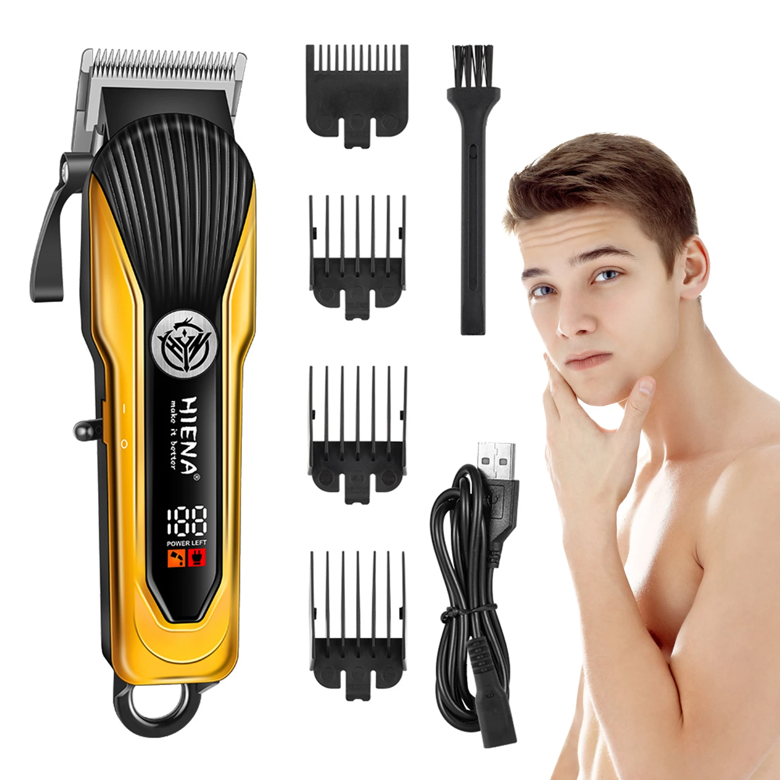 

HIENA Electric Hair Clipper Professional LED Display Hair Cutting Machine Men's Portable Hair Beard Trimmer Shaving Razor Set