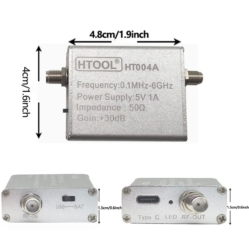HT004A with Battery Low Noise Amplifier 20dB/30dB High Gain RF Amplifier for SDR Receiver FM Antenna