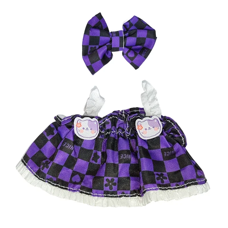 For 15/17cm Labubu Idol Doll luxury clothes Outfit black Dress Set Labubu V1V2 Mini DIY doll clothing bag shoes accessories