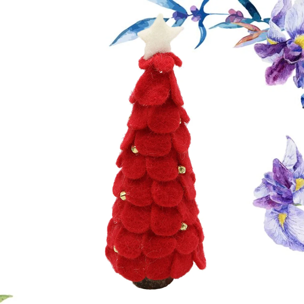 

Wooden Christmas Tree Creative Layering Design Red Size L Desktop Decorative Accessory Festive Xmas Party Ornament
