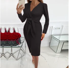 

Spring New Beauty Elegant Long Sleeve Top Print Long One Step Dress Casual Set elegant chic women formal occasion dresses