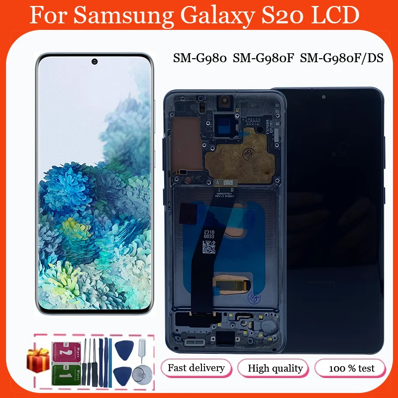 

OLED For Samsung Galaxy S20 5G Lcd G981,G981F,G981W with Frame Display Touch Screen Digitizer For Samsung s20 G981U G9810