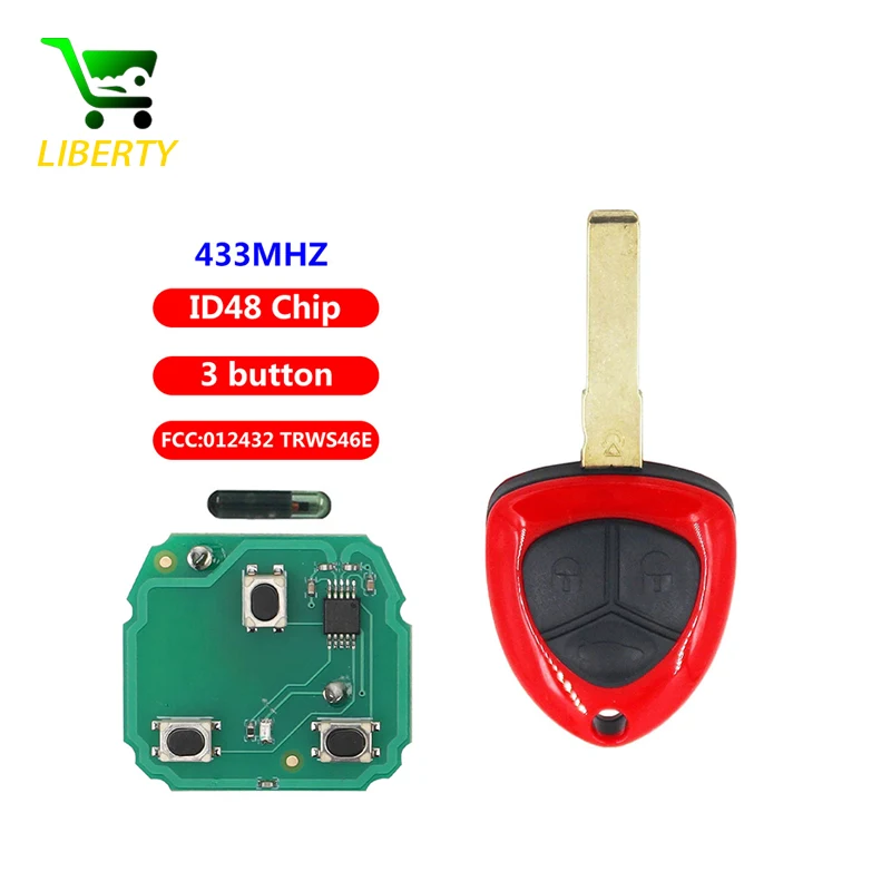 

Liberty 3 Button 433MHz ID48 for Ferrari 458 Italia 2009-2014 F430 2005-2009 Auto Remote Control Car Key FCCID: 012432 TRWS46E