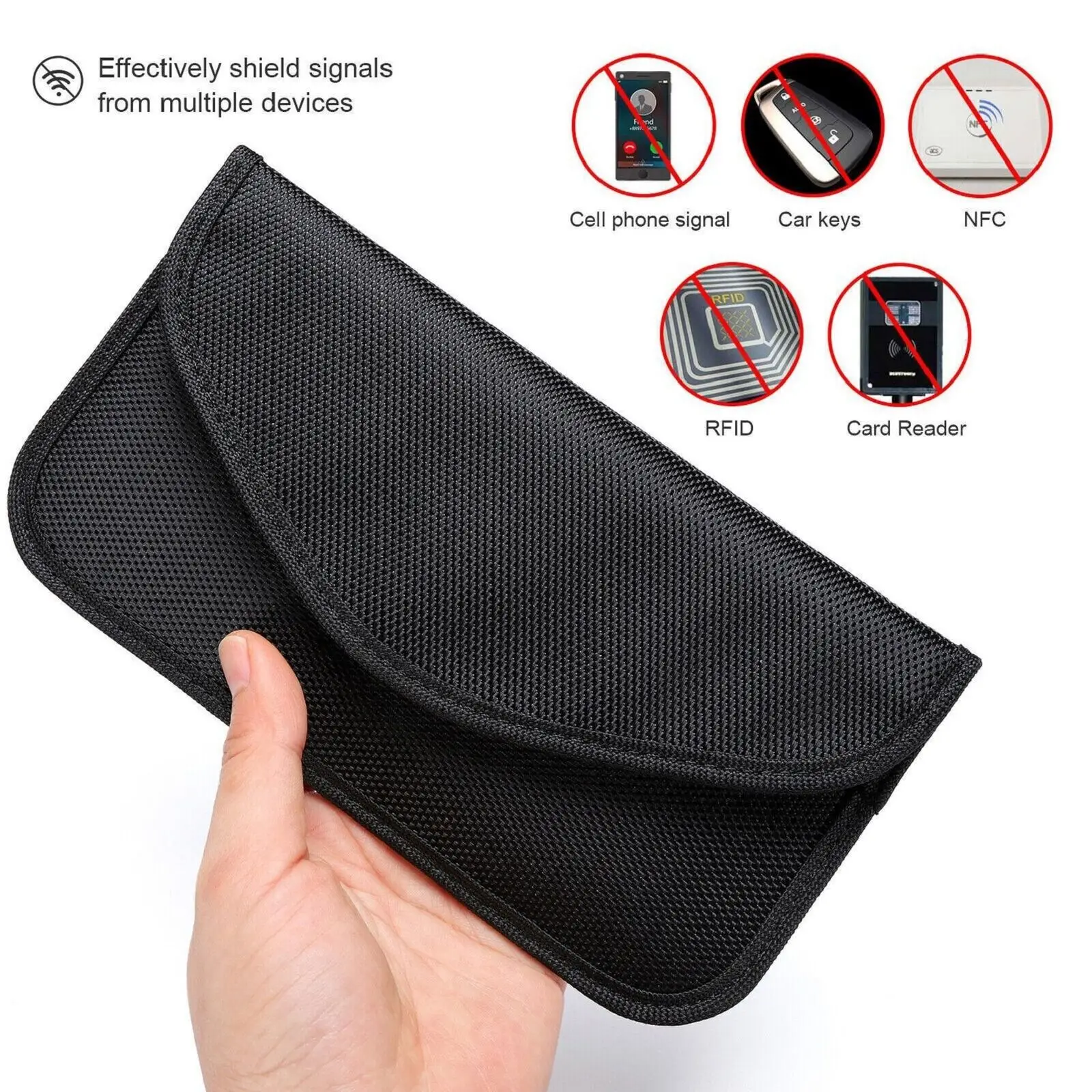 New Mobile Phone Signal Shielding Bag Solid Color Square Car Key Rfid Signal Shielding Bag Coin Purse Wholesale