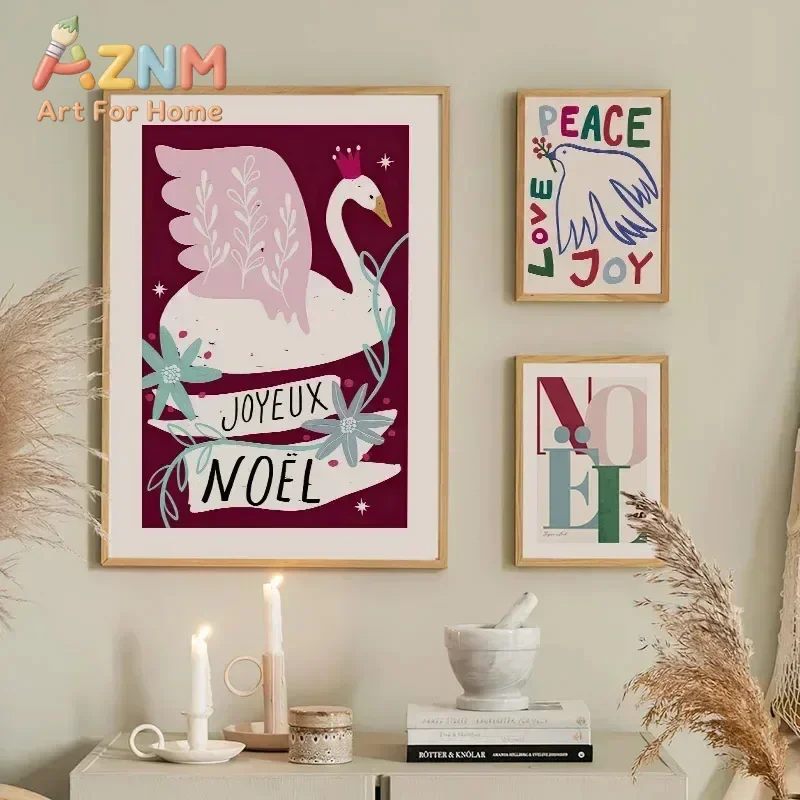2026 New Year Cocktail Christmas Tree Peace Posters Prints Canvas Painting Nordic Wall Art Pictures For Living Room Home Decor