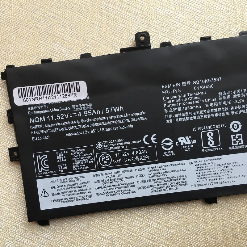 Imagem -03 - Bateria do Portátil para Lenovo Thinkpad x1 01av430 Carbono Gen Gen 620xy 20kg002fau 20kh006hhv 20kh006lrk 01av431 01av429 01av494