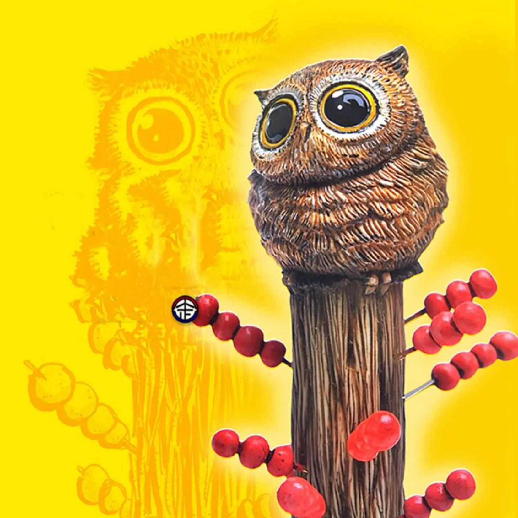 

Sleepless Owl Figurine Holding Sugar Haws Cute Animal Desktop Ornament Craft Decor Tabletop Display Gift Decoration Present