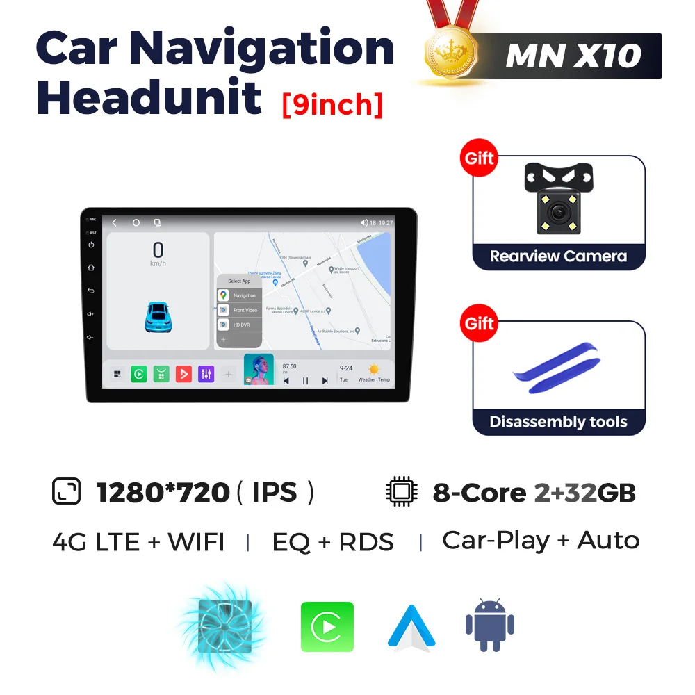 MEKEDE Android UIS7862S DSP RDS Draadloze Carplay AUTO Universele Autoradio 8-Core 8G+256G Navigatie GPS Multimedia Videospeler