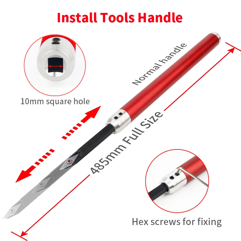 Токарные инструменты, твердосплавная втулка для резки дерева, резец для токарного станка, лезвие с алюминиевой ручкой и удлинительная ручка для