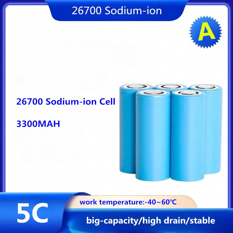 3V 26700 Sodium-ion 5C Battery 3300MAH Rechargeable Cell for High Power Devices Low Temperature Stable Power Bank