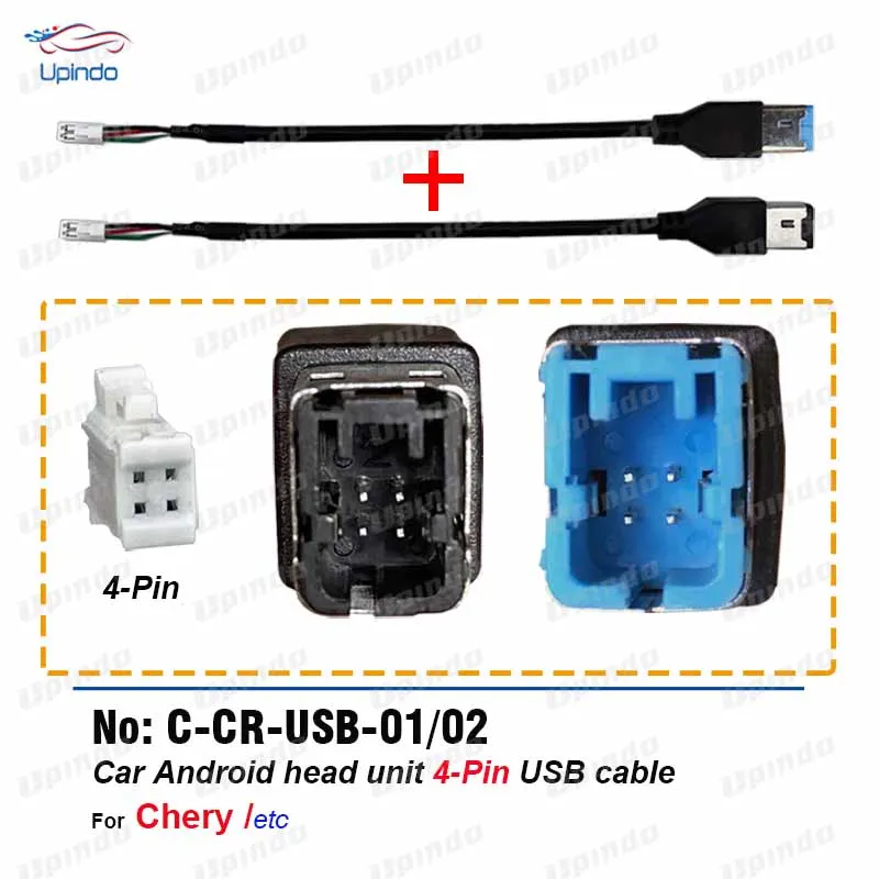 Conector USB de 4 Pines, Cableado para Radio de Coche, Arnés de Cableado, Adaptador de Enchufe de 4 Pines para Unidad Principal Android, para Chery Arrizo Tiggo 3 5 7 GX EX