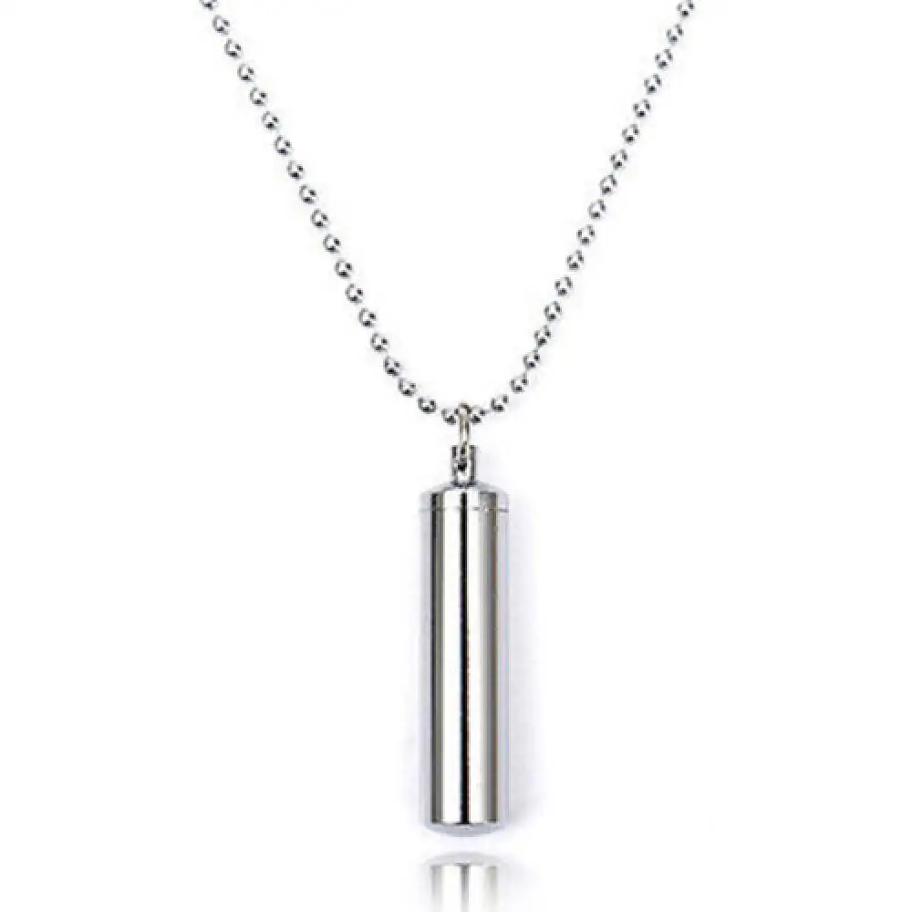 Beads Chain Capsule Shape Openable Cylindrical Tube Perfume Vial Pendant Stainless Steel Wishing Bottle Necklace