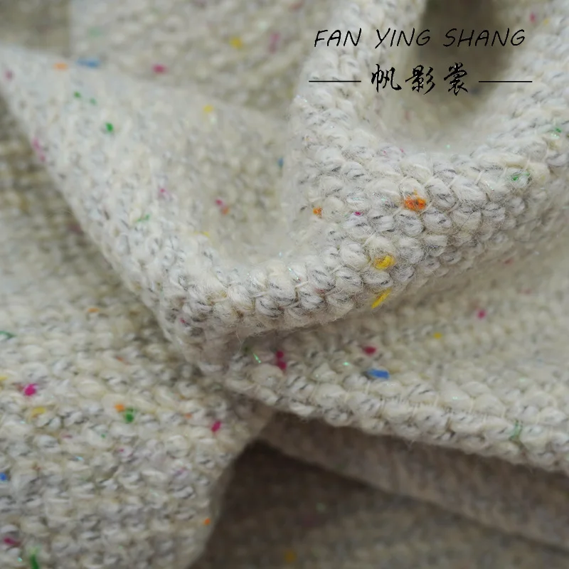 

2025 White Colored Ball Texture High Wool Tweed Fabric For Coat Telas Costura Tissus Couture ткань Sewing Stoffe Cloth Diy