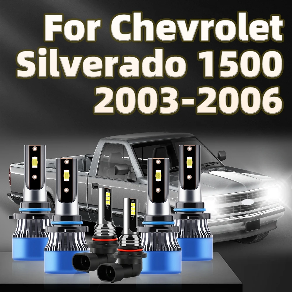 

6Pcs 150W Led Headlight 9006 9005 Car Lights Auto 9145 Lamp For Chevrolet Silverado 1500 2003 2004 2005 2006