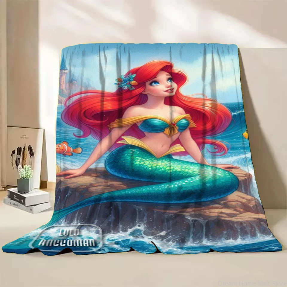 

Disney Little Mermaid Flannel Fluffy Throw Blankets for Home Bedroom Bed Sofa Lunch Break Picnic Travel Cover Blanket Kids Gifts