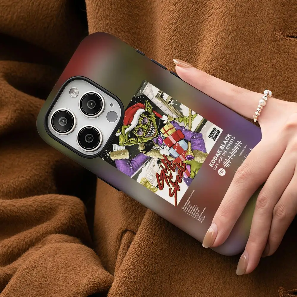 حافظة هاتف لهاتف آيفون 17 16 15 14 13 12 برو ماكس بلس لامعة عالية الدقة بطبقة مزدوجة سائل خلفي غلاف صلب كوداك أسود