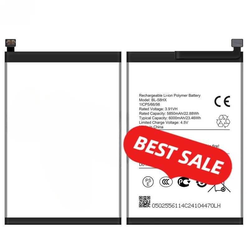 BL-58HX for Infinix Tecno Smart 10 Plus/X6725C Phone Battery 0 Cycle High Capacity Replacement Bateria Grade A Cell with Tools
