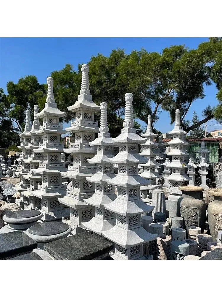 Garden outdoor decoration natural granite stone carving tower