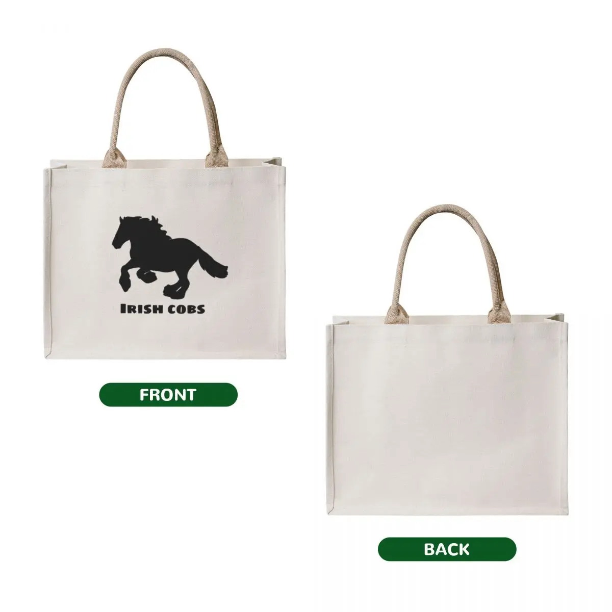Black Irish Cob Silhouette Tote Bag Canvas shoulder bag tote bags aesthetic custom tote bag Big