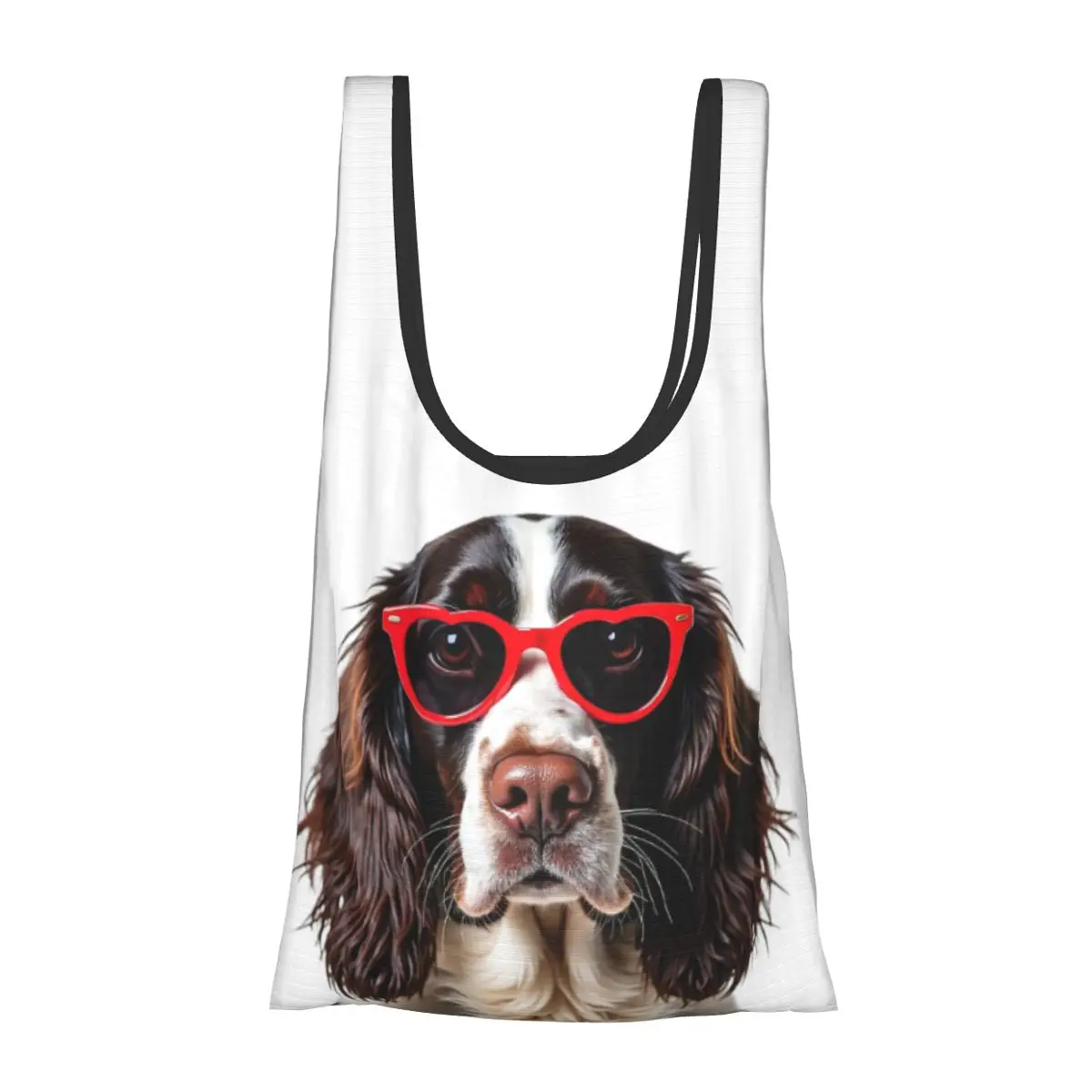 

Английский спрингер-спаниель, собака в солнцезащитных очках в форме сердца, портативная сумка-тоут, сумки для покупок, продуктовая сумка, сумка на плечо