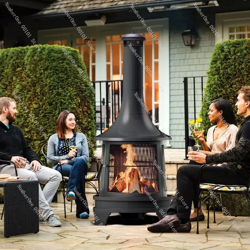 Garden Retro Barbecue, Courtyard Wood-Burning Stove, Bonfire Party BBQ Grill, Outdoor Heating Fireplace for Backyard Parties
