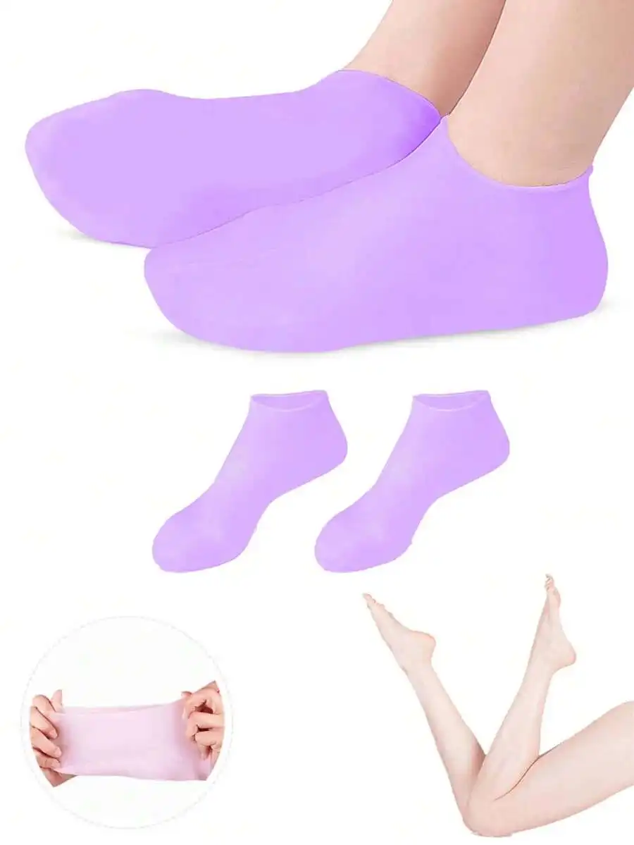 1 Pair Silicone Moisturizing Foot Socks, Effective Foot Care, Prevent Cracked Heels, Remove Dead Skin, Elastic Foot Socks, All-Day Moisture Locking, Prevent Dryness, Odorless, Easy To Wear And Remove, Soft And Comfortable Material. view 3