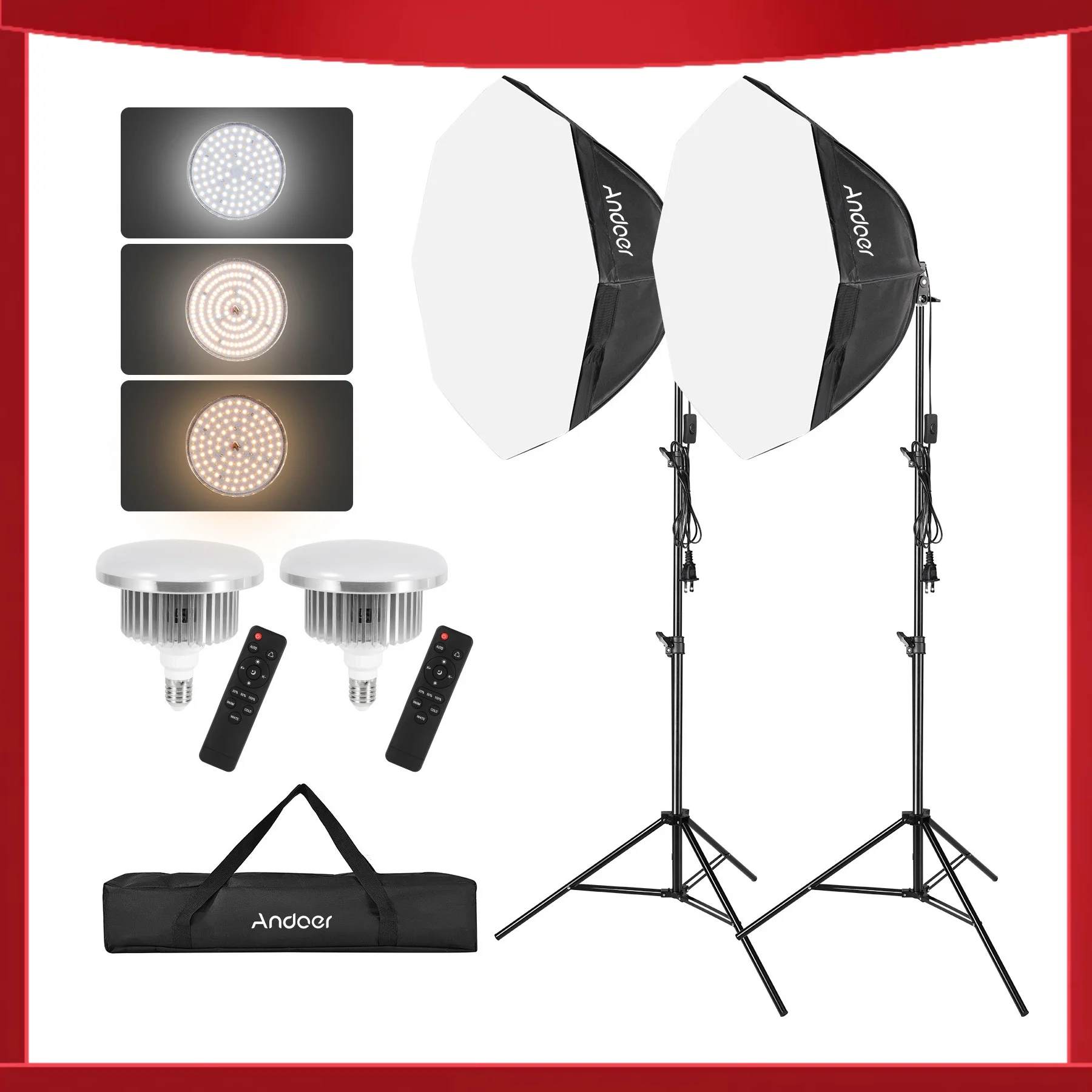 

Andoer Studio Photography Light kit Softbox Lighting Set High-quality LED Light for Studio Portrait Product