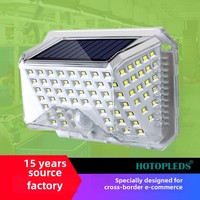 90LED solar with lampshade three-sided luminous wall lamp outdoor human body induction garden lamp