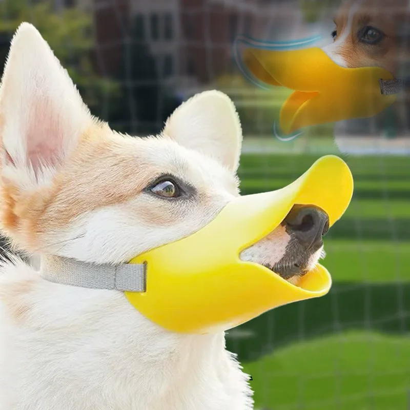 Atmungsaktiver Silikon-Entenschnabel-Hundemaulkorb, verstellbar, gegen Beißen, Bellen und Fressen, Haustier-Mundmaske, Hundezubehör für Outdoor-Wanderungen – Detail 6