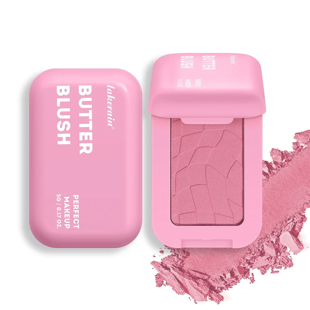 Colorete en polvo de maquillaje profesional, 12 horas, fórmula vegana, colorete de maquillaje en barra, paleta de cosméticos en polvo, crema rosa para cara