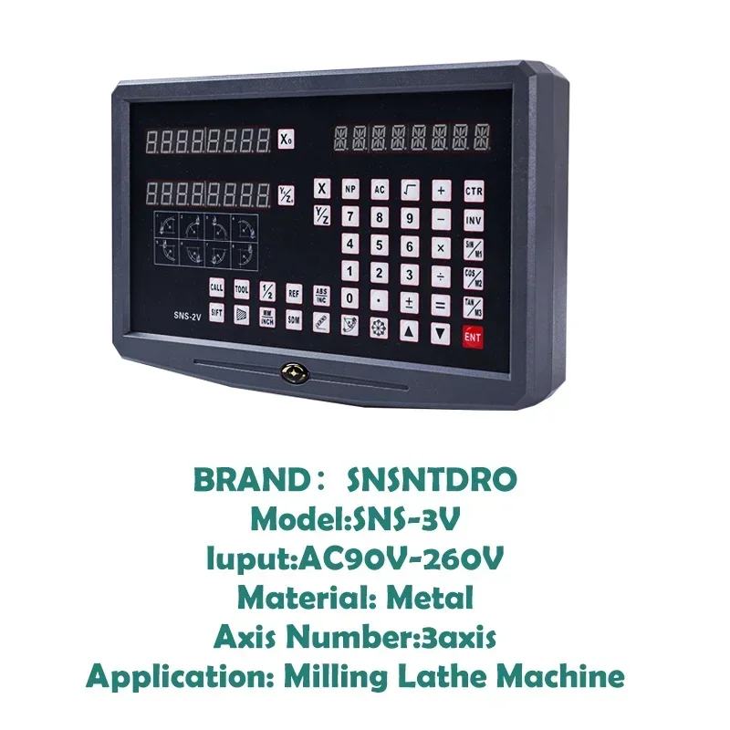 DRO Digital Readout SNS-2V 2 Axis AC110V/220V Display and 2 Pieces 0-1000mm 5/1um Linear Scale Encoder For Milling Lathe Machine