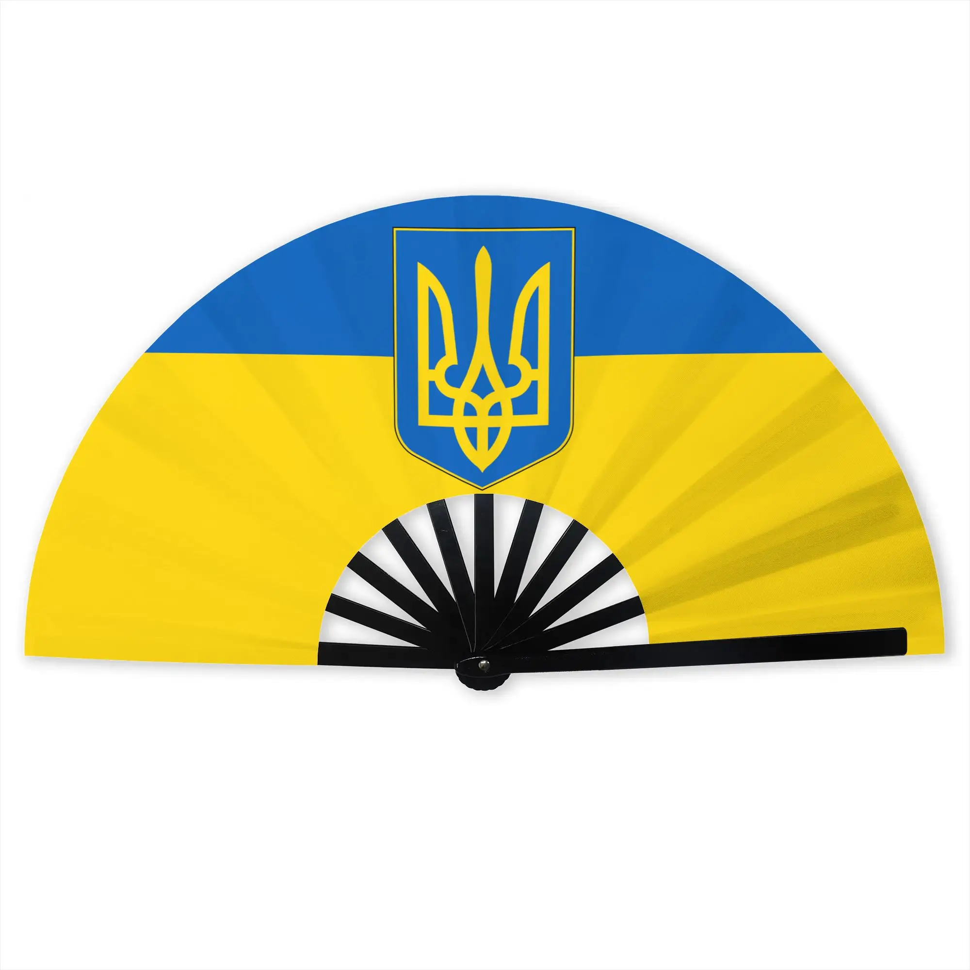 Customized Flag Of Ukraine Portable Pocket Fan Travel Ukrainian Heart Polyester Folding Fan Chinese Dance Handheld Cooling Fans